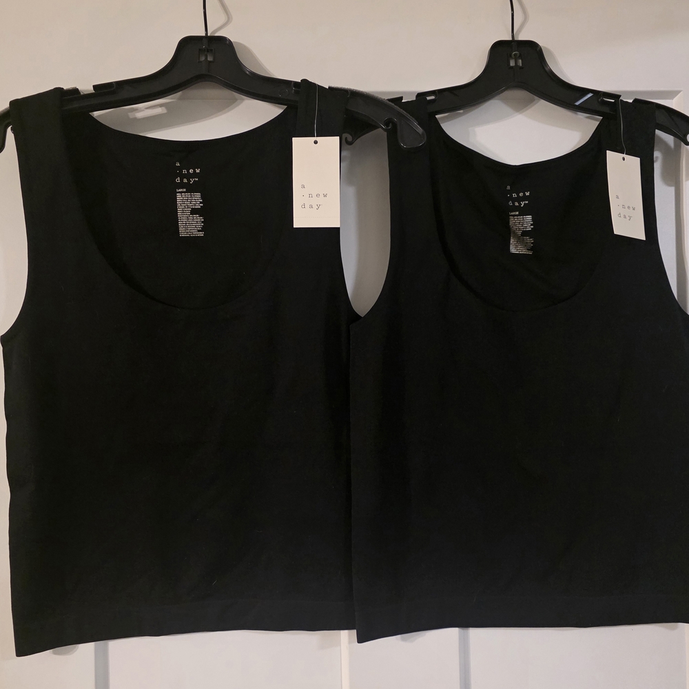 a new day Black Scoop Neck Tank Top - Set of 2